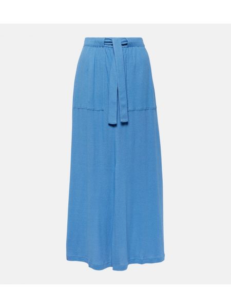 Ľanová dlhá sukňa Max Mara modrá