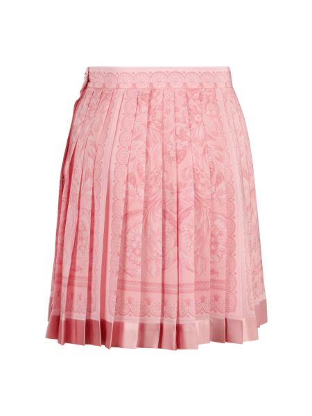 Mini falda de seda con estampado Versace rosa