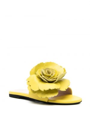 Sandały w kwiatki bez obcasa N°21 żółte