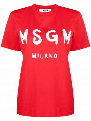 Тениска с кръгло деколте Msgm червено
