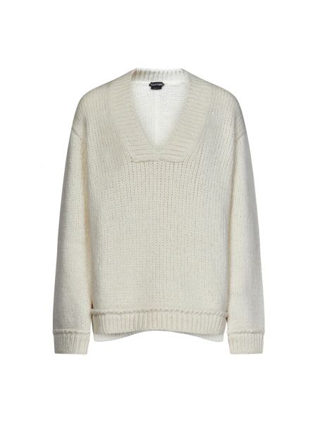 Sweter z dekoltem w serek Tom Ford biały
