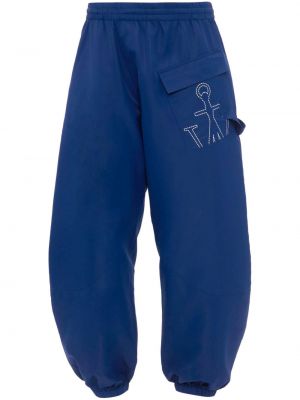 Pantaloni sport cu broderie Jw Anderson albastru
