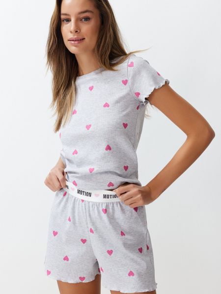 Pletena pidžama s printom s melange uzorkom Trendyol