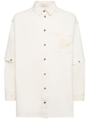 Medvilninė džinsiniai marškiniai Off-white balta