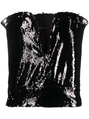 Bavlněný tank top s flitry na zip Isabel Marant - černá