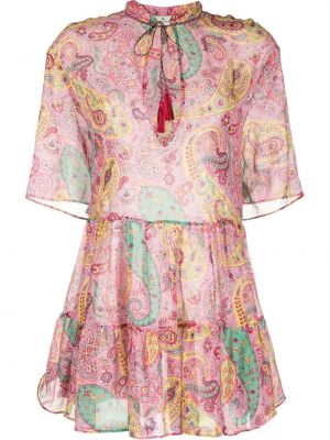 Robe en cachemire à imprimé Etro rose