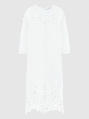 Белое платье миди с вышивкой Ermanno Scervino