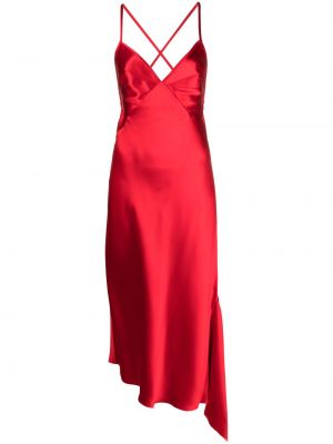 Hedvábné saténové večerní šaty na zip Nº21 - červená