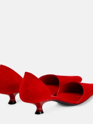 Велурени полуотворени обувки Khaite червено