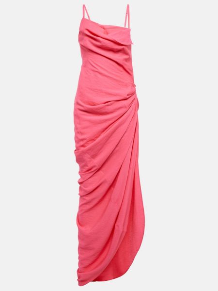 Vestido largo de gasa Jacquemus rosa