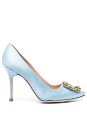 Satin pumps Manolo Blahnik blå