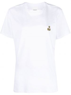 Kokvilnas t-krekls ar apdruku Isabel Marant balts