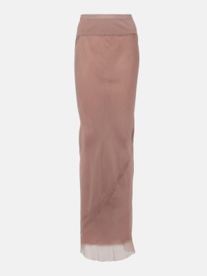 Hedvábné dlouhá sukně Rick Owens růžové