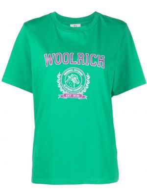 Bavlněné tričko Woolrich zelené