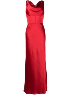 Сатенена вечерна рокля Amsale червено