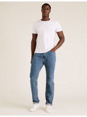 Bavlněné džíny Marks & Spencer modré