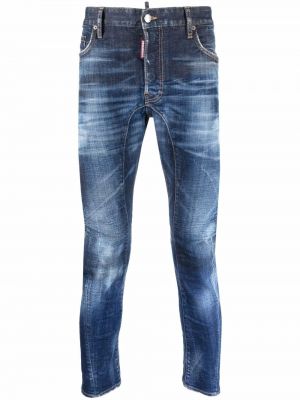 Jeans skinny avec imprimé slogan slim Dsquared2 bleu