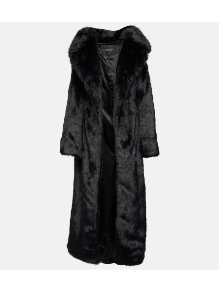 Manteau de fourrure asymétrique Balenciaga noir