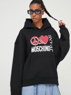 Pulover s kapuco Moschino Jeans črna