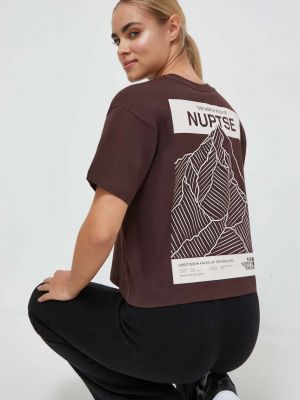 Bavlněné tričko The North Face hnědé
