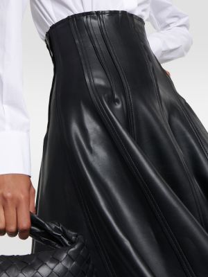 Falda larga de cuero de cuero sintético Norma Kamali negro