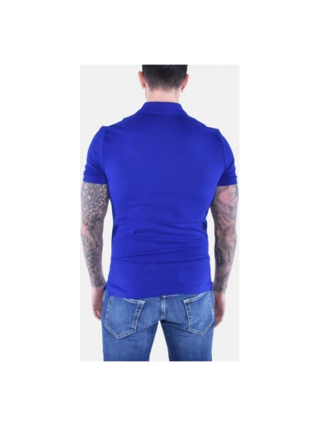 Camisa slim fit de algodón manga corta Lacoste azul
