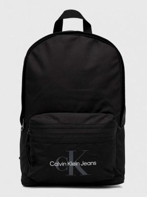 Plecak na zamek z nadrukiem z kieszeniami Calvin Klein Jeans czarny