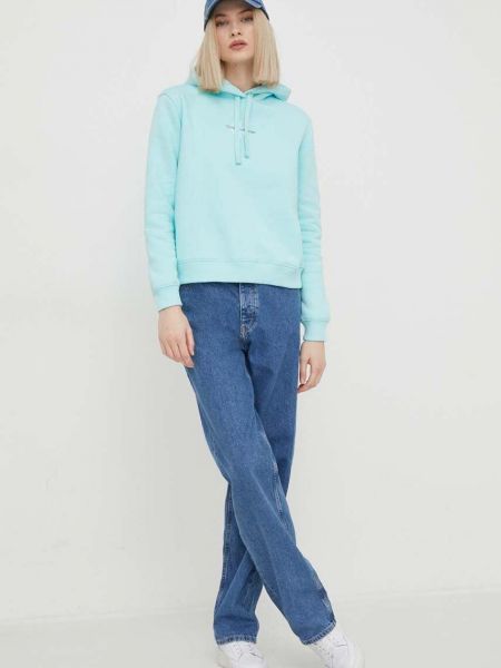 Pulover s kapuco Calvin Klein Jeans modra