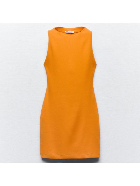 Приталенное платье мини Zara оранжевое