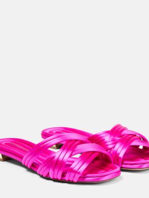 Slides di raso Aquazzura rosa