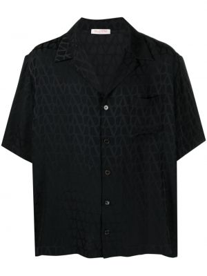 Жакардова копринена риза Valentino Garavani черно