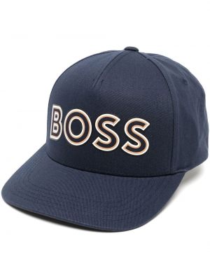 Cappello con visiera con stampa Boss blu