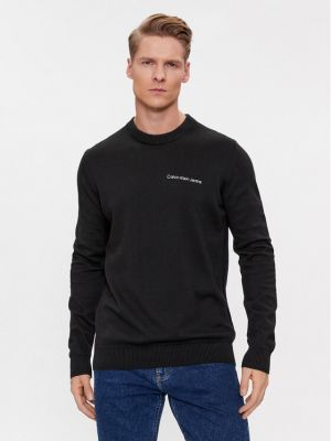 Sweter z dżerseju Calvin Klein Jeans czarny