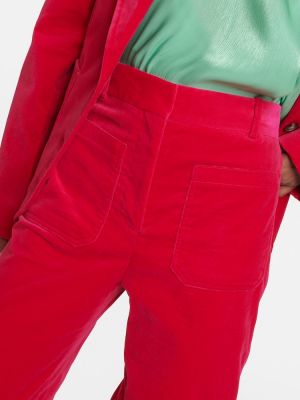 Pantaloni cu talie înaltă de catifea Victoria Beckham roz