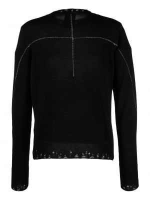Vlněný svetr s oděrkami z merino vlny Thom Krom černý