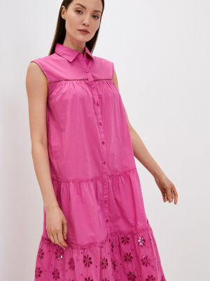 Платье-рубашка снежная королева розовое