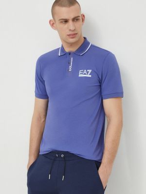 Тениска с дълъг ръкав с принт Ea7 Emporio Armani синьо