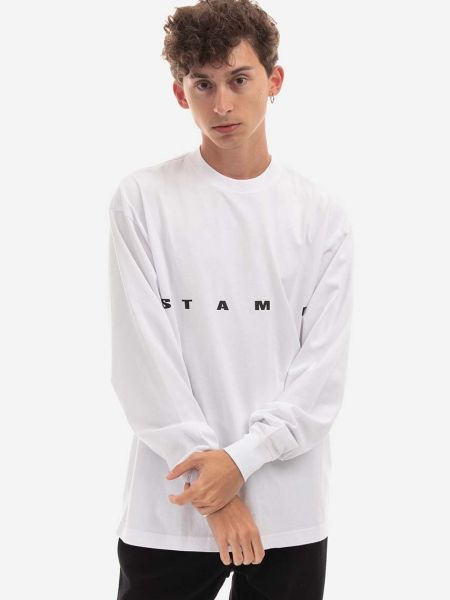 Μακρυμάνικη βαμβακερή μακρυμάνικη μπλούζα Stampd λευκό