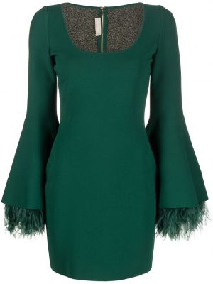 Коктейлна рокля с пера Elie Saab зелено