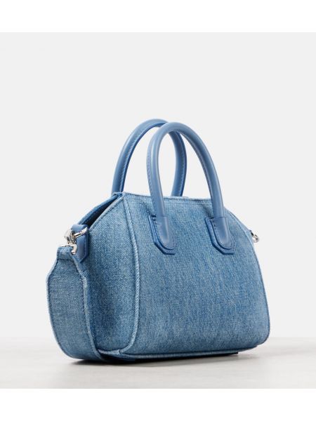 Kožená nákupná taška Givenchy modrá