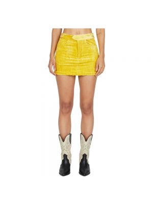 Mini spódniczka sztruksowa z kieszeniami Isabel Marant żółta