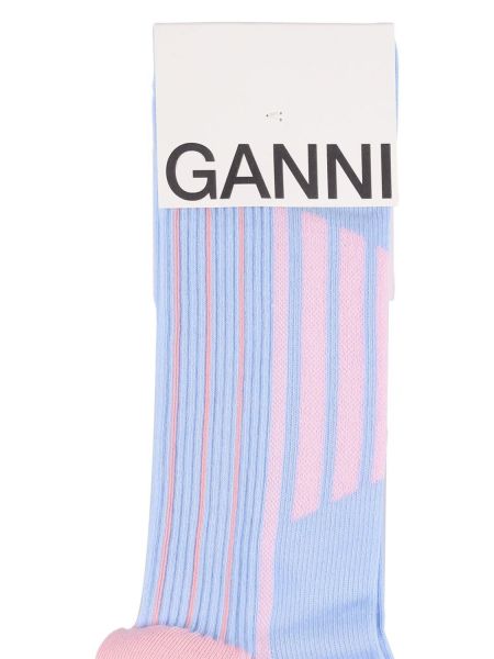 Bavlnené ponožky Ganni modrá