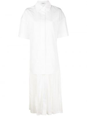 Плисирана рокля с дантела Goen.j бяло
