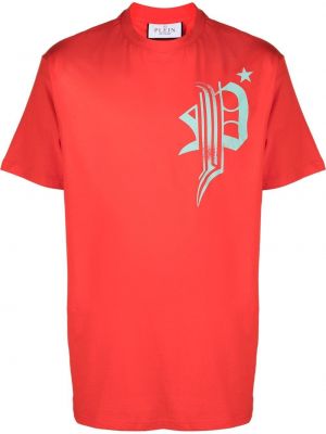 Тениска с принт Philipp Plein червено