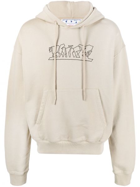 Bomull broderade hoodie Off-white