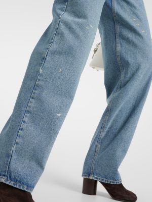 Straight fit džíny s vysokým pasem s oděrkami Mm6 Maison Margiela