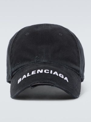 Gorra con bordado de algodón de algodón Balenciaga negro