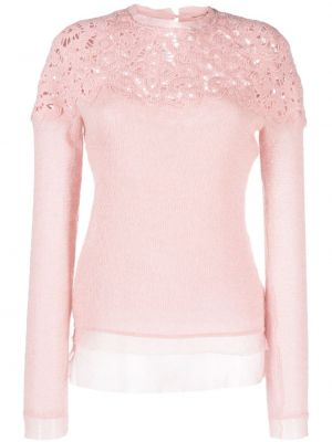 Пуловер с дантела Ermanno Scervino розово