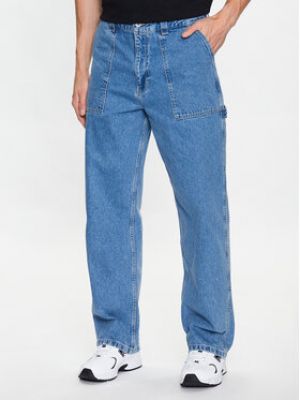 Priliehavé džínsy s rovným strihom Woodbird modrá