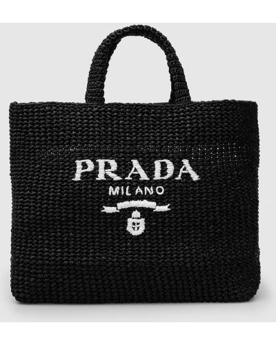 Сумка через плече з логотипом Prada, чорна